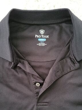 Pro Tour Men's Black Polo Shirt - Performance CoolPlay, Size L